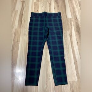 Loft Green and Blue Plaid Leggings Size Medium